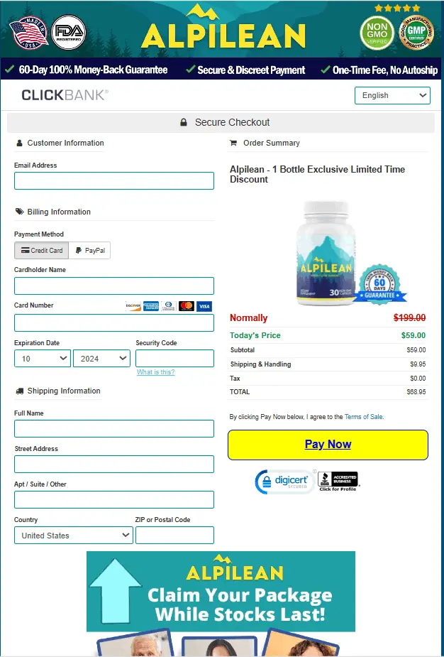 Alpilean Order Form